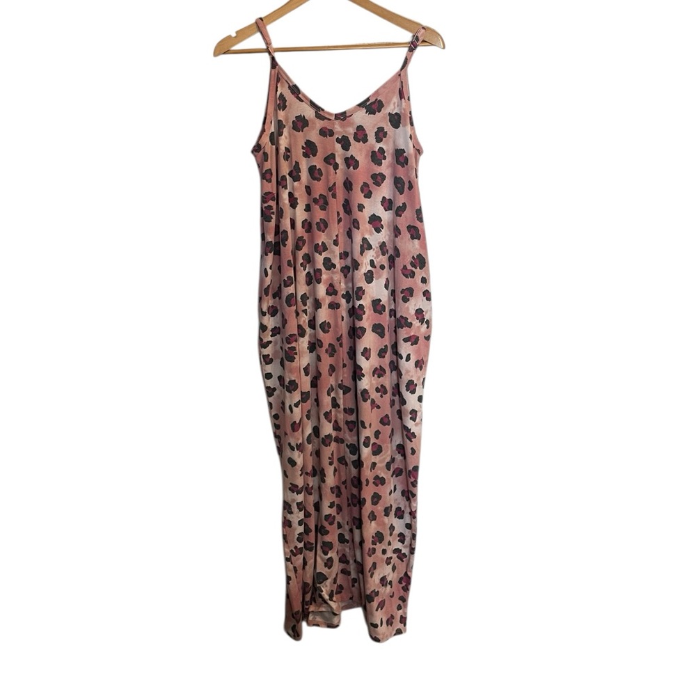 Y6- Pink Leopard Print Slip Maxi Dress ZENANA Large